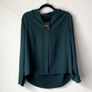 NEW - SHEIN Dark Green Long Sleeved Professional Blouse - Size XS
